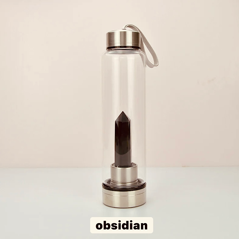 Crystal Water Bottle - OBSIDIAN - Feather & Seed