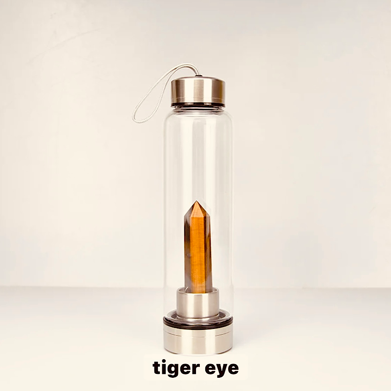 Crystal Water Bottle - TIGER EYE - Feather & Seed
