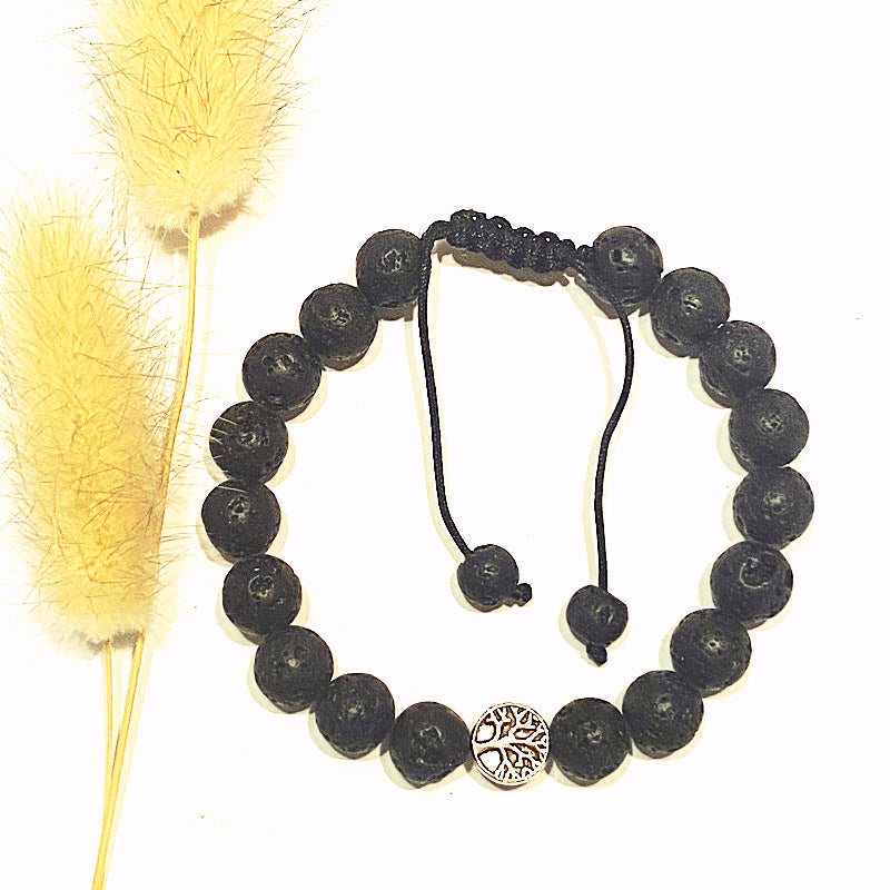 TREE OF LIFE LAVA STONE BRACELET WITH ESSENTIAL OIL - Connect with Nature and Ground Yourself - Feather & Seed