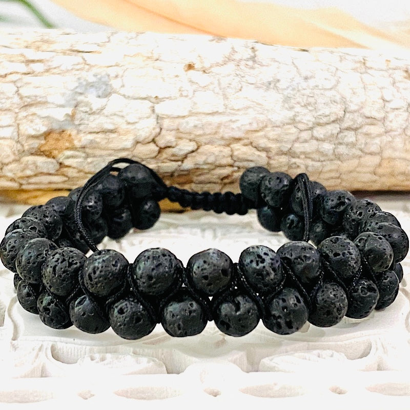 Lava Stone Bracelet Double layer - Feather & Seed